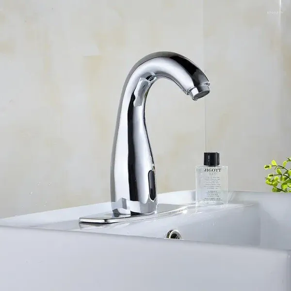 Rubinetti della cucina Bagno Ottone Sensore automatico a infrarossi Rubinetto cromato Lavandino monoforo Lavabo Rubinetto dell'acqua