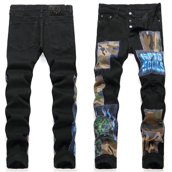 Совершенно новые итальянские мужские джинсы Robin Ripper в стиле поп-стиль, джинсовые брюки скинни, облегающие эластичные мужские байкерские джинсовые брюки, лоскутные потертые размеры 29-38