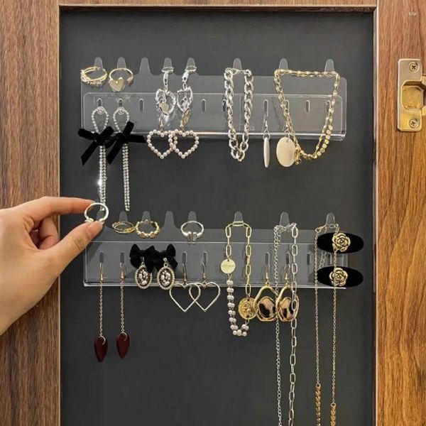 Bolsas de jóias acessórios de moda rack montado na parede acrílico brinco titular organizador transparente cabide feminino