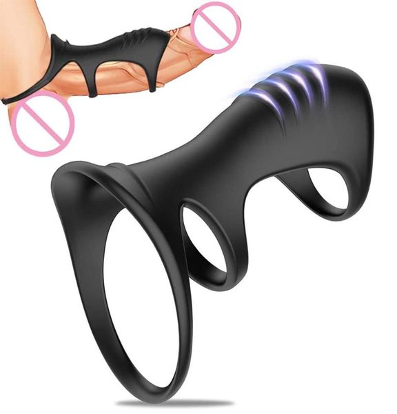 Anel peniano de material de silicone para massagem, anel peniano retardado para ejaculação, masturbador masculino, treinador de pênis, manga para pênis, brinquedos sexuais eróticos for5857529