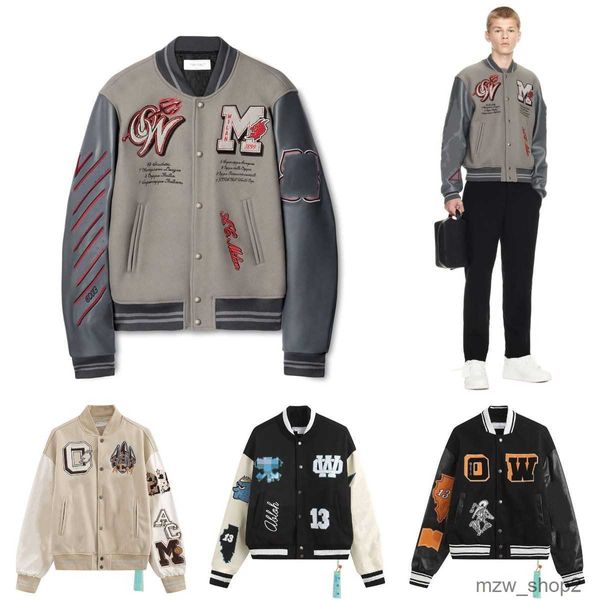 Herrenjacken Herren Designer Off Windjacke Varsity Vintage Loose Baseball Hip Hop Harajuku Offs Weiße Buchstabenstickerei Streetwear Männer Unisex Mäntel M29E