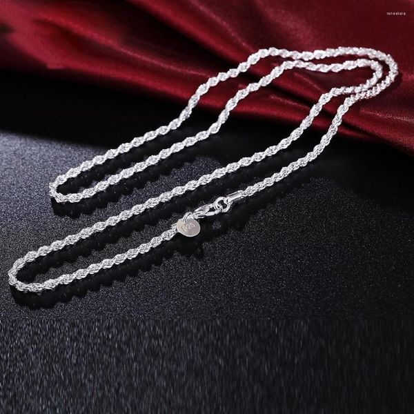 Цепи 925 Серебряное серебряное ожерелье моды скручиваемое веревочное кручение мужчин и женских ювелирных украшений Многократный 3 мм16''18''20