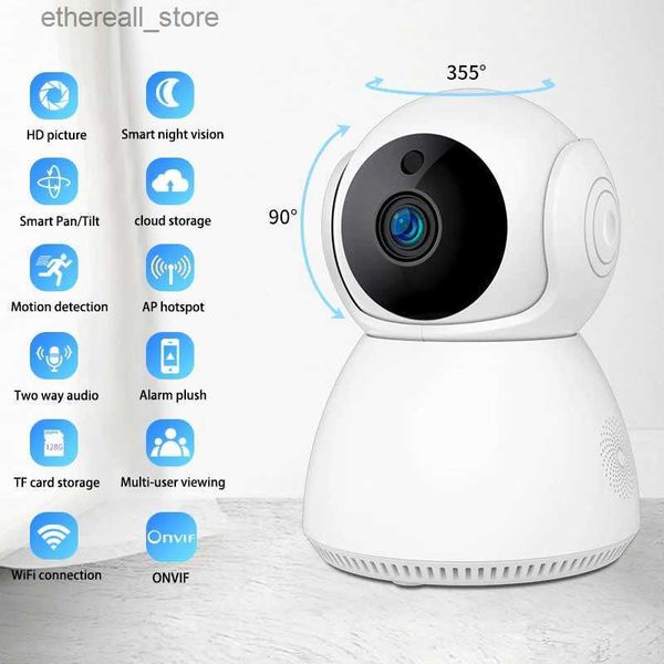 Monitores para bebês QZT Câmera de vigilância IP WIFI Vídeo Câmera de segurança doméstica 360 Visão noturna CCTV Monitor para bebês sem fio Câmera interna para animais de estimação IP Q231104