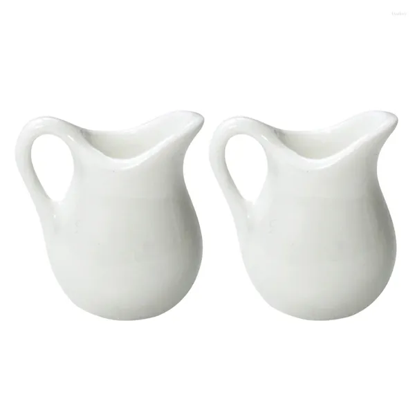 Set di stoviglie 2 pezzi Mini brocca per il latte Contenitori decorativi in miniatura Vaso da fiori in porcellana Puntelli da cucina Macchina per caffè espresso in ceramica