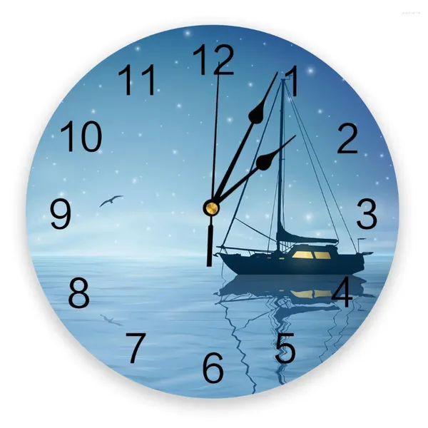 Orologi da parete Barca a vela Cielo notturno Camera da letto da sogno Orologio Grande cucina moderna Sala da pranzo Rotonda Soggiorno Orologio Decorazioni per la casa