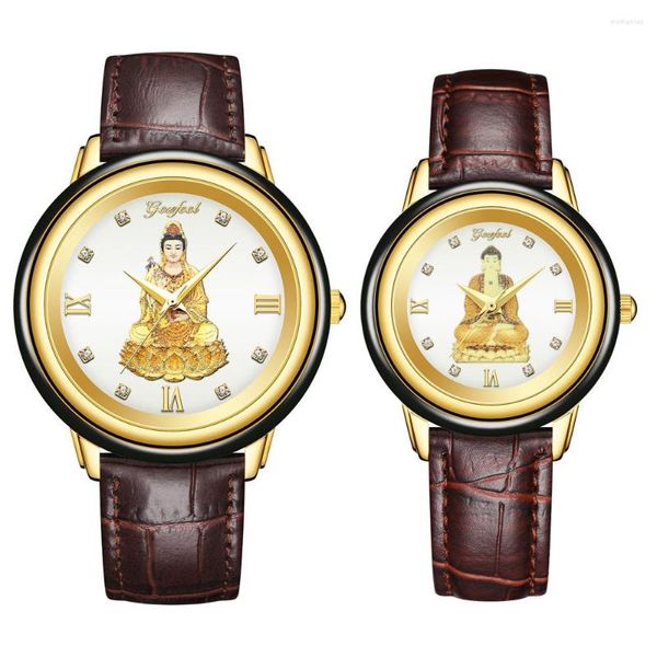 Avanadores de pulso Buda sagrado Jade Relógio Caso Homens Mulheres Diamante