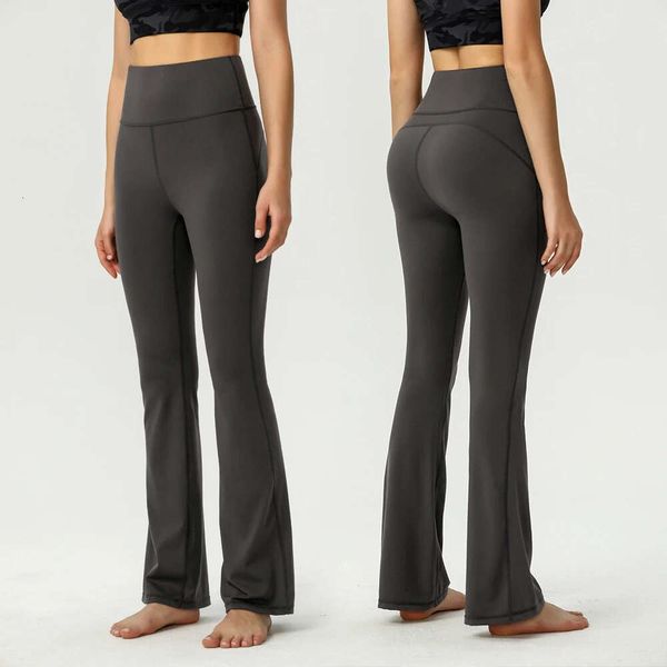 Lu Lu Yoga Pant Lemon Algin Pantaloni da allenamento a zampa da donna Pantaloni da donna Pantaloni svasati a vita alta super elasticizzati Leggings Palestra Corsa Abbigliamento sportivo LL Align abbigliamento da palestra