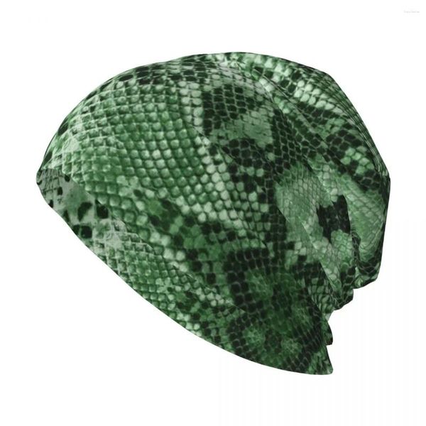 Berets Snakeskin Green Knit Hat Tamanho Grande Chapéus de chá elegantes para homens e mulheres
