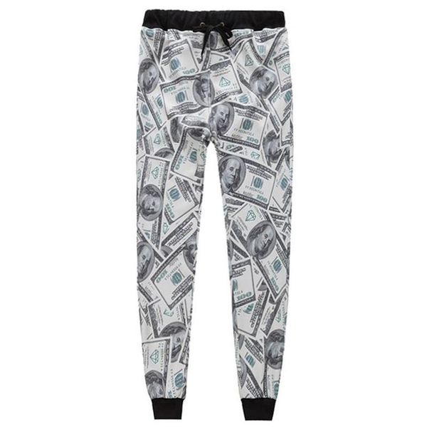 W1215 homens mulheres calças 3d moda casual dólares impresso papel dinheiro menina calças de comprimento longo dos desenhos animados tamanho s-xl novo 2015284K253E