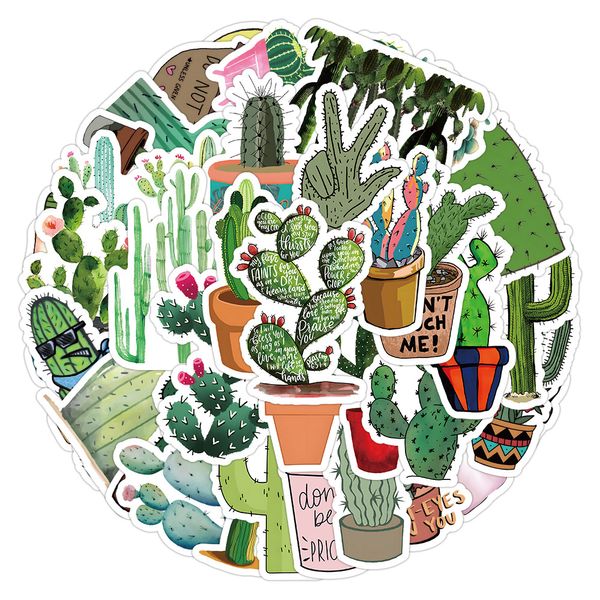 50 pezzi adesivi piante verdi cactus adesivi divertenti adorabili adesivi cactus in vaso custodia mista per telefono bagagli decalcomania impermeabile lotti sfusi
