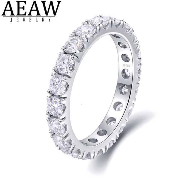 Solitärring AEAW Massives 14 Karat Weißgold Rundes Enternity-Diamantband 2,5 mm 1,5 Karat DF-Farbe für Damen 230403