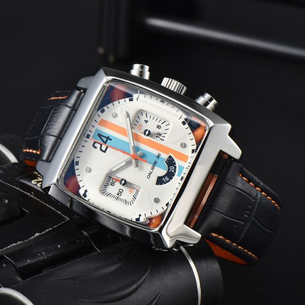 Mens AAA Designer Watches High Litess Classic Leisure Montre de Luxe Safir Square Saatler Siyah Dial