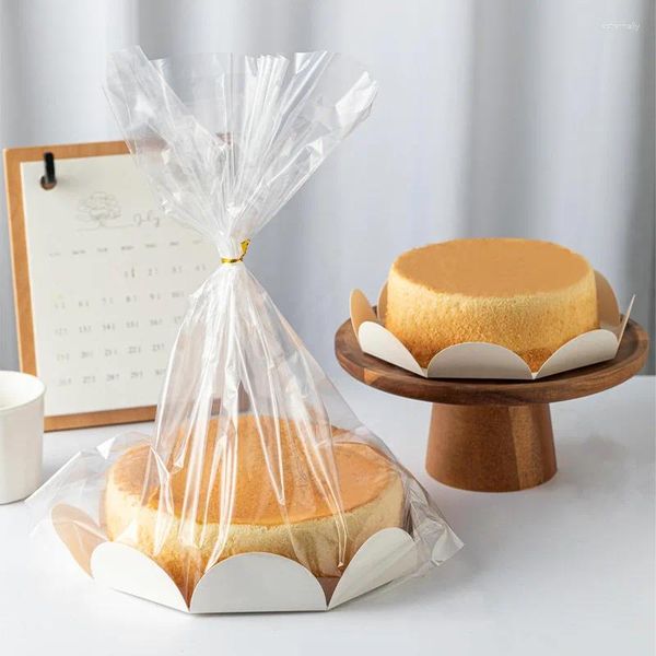 Geschenkpapier 10-teiliges Set 6/8-Zoll-Chiffon-Kuchen-Brot-Verpackungsbeutel mit Papierfach Toast Dessert Backen Bäckerei Lebensmittelverpackungsbeutel