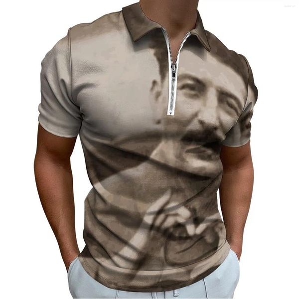 Herren Poloshirts Stalin Lässige Poloshirts T-Shirts Mann Kurzarm-Musterhemd Tägliche Y2K-Übergroße Tops Geschenkidee