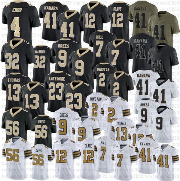 4 Derek Carr Alvin Kamara Fußballtrikot Jamaal Williams Chris Olave Taysom Hill Tyrann Mathieu Drew Brees Marshon Lattimore Demario Davis