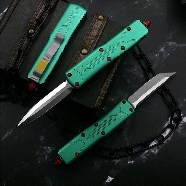 Coltello automatico Green Bounty Hunter a 4 modelli Lama D2 Alluminio aeronautico Coltelli tascabili automatici a doppia azione per autodifesa Micro utensili da taglio