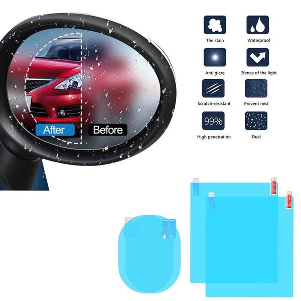 NEU 2PCS -Auto Regenfischfilm Anti -Nebel -Auto -Aufkleber -Auto Rückspiegel Fenster klarer Film Regensicher wasserdichte transparente Aufkleber