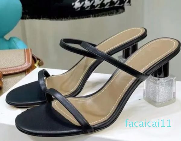 Pantofole da donna di alta qualità, sandali con tacco a spillo, rendono omaggio ai muli in vernice, designer di lusso con tacchi alti