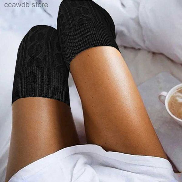 Meias meias 2022 mulheres malha sobre o joelho meias extra longa bota meias coxa alta meninas quente estoque outono e inverno moda meias de malha t231104