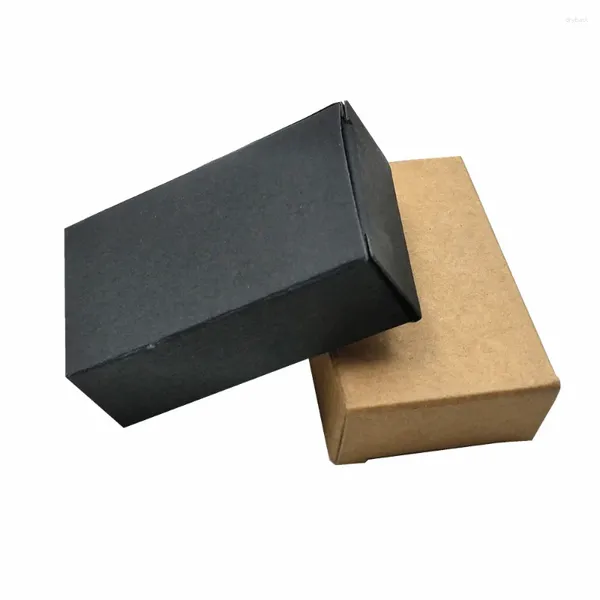 Подарочная упаковка, 50 шт./лот, коричневая, черная крафт-бумага, коробка для вечеринки, складная коробка для хранения поделок ручной работы, бумажная карточка, розничная упаковка конфет