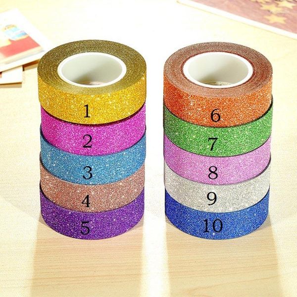 Geschenkverpackung DIY Handgemachte Dekorative Aufkleber Selbstklebende Partyzubehör Wohnkultur Verpackungsband Farbe Flash Powder Tapes Washi Glitter