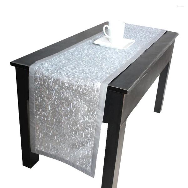Corredor de mesa design lantejoulas bling decoração de seda falsa cor prateada p4682
