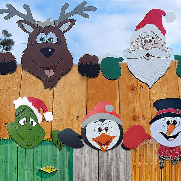 Outros suprimentos de festa de evento Funny Papai Noel Cleus Fence ao ar livre Recasões de animais de Natal Charming Decorações do ano para casa Navidad 230404