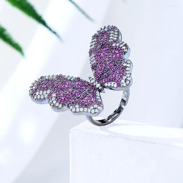 Cluster-Ringe Siscathyy 2023 Luxus-Ring für Frauen Flash Butterfly Full Micro Kubikzircon Fingerband Party Jahrestag Schmuck Geschenk