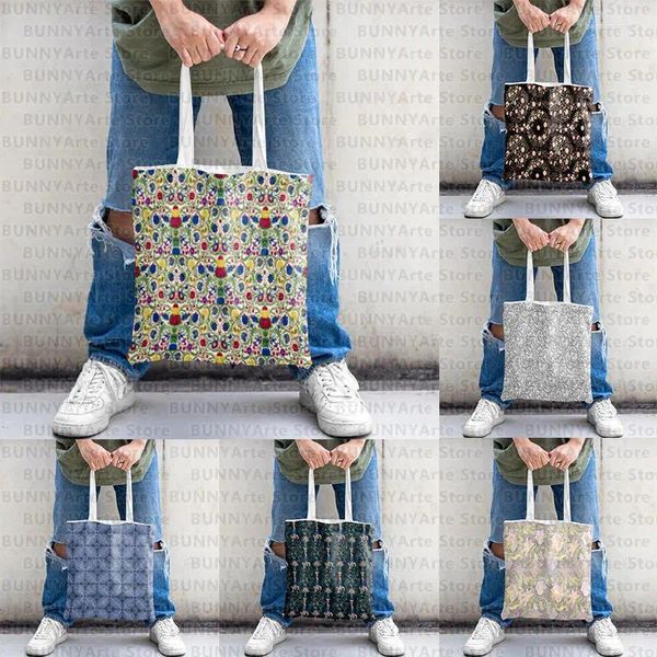 Сумки для покупок Великолепные вырезки из бумаги для пожилых людей Ретро-печать Модные квадратные Удобные экологически чистые многоразовые женские сумки