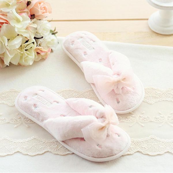 Slippers Flip Flops Женщины Осень Зимние девочки розовые теплые туфли.