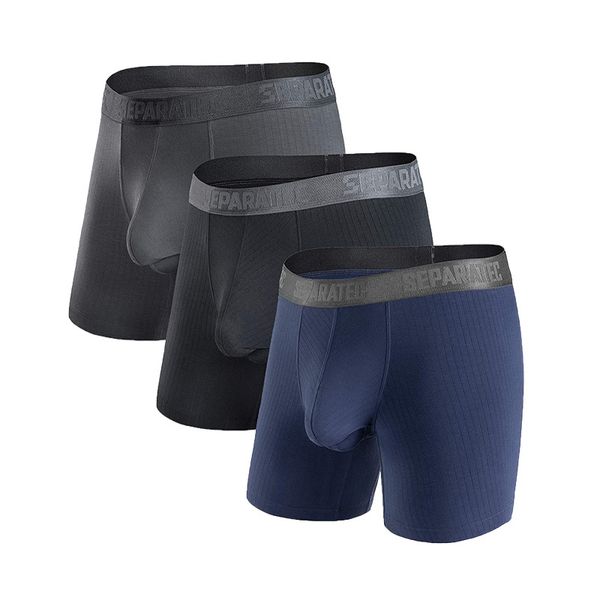 Mutande 3 confezioni di modelli base morbidi da uomo indipendenti/biancheria intima indipendente a doppio strato in rayon di bambù Boxer a gambe lunghe 230404