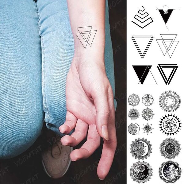 5 STÜCK Temporäre Tattoos Wasserdicht Temporäre Tätowierung Aufkleber Geometrisches Dreieck Flash Tatoo Einfache Linien Hand Handgelenk Gefälschte Tätowierung Für Körperkunst Frauen Männer Z0403