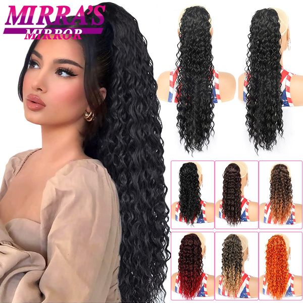 tails Synthetic Deep Wave tail 1624 Zoll Drawstring tail Für Frauen Clip On Tail Hair Hairpiece Mirra's Mirror 230403