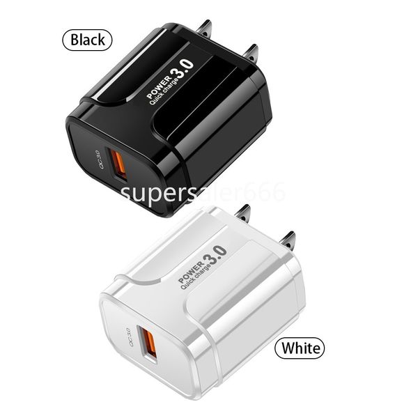 Adattatori di alimentazione per caricabatterie da muro USB con ricarica rapida rapida 18W QC3.0 3A per Iphone 14 15 Pro Max Samsung S22 S23 Nota 20 S1
