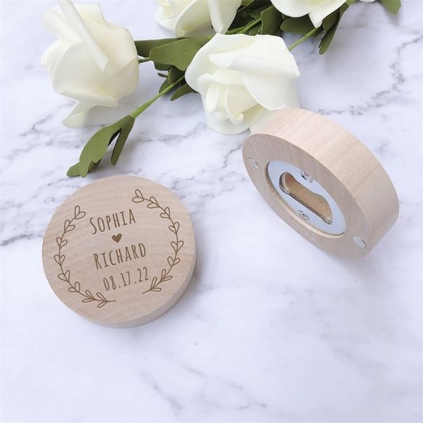 Party Favor personalisierte Hochzeit Flaschenöffner Kühlschrankmagnet aus Holz magnetisches Geschenk Souvenir für Gast 230404