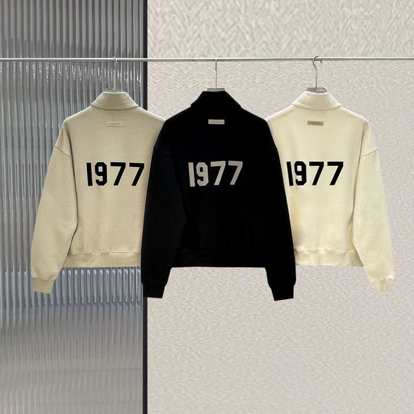 Tasarımcı 1977 Yüksek Kaliteli Moda Yüksek Boyun Akıllı Logo Polar Polar Büyük Boy Unisex Hip Hop Gevşek Zip Sweatshirt Ceketler