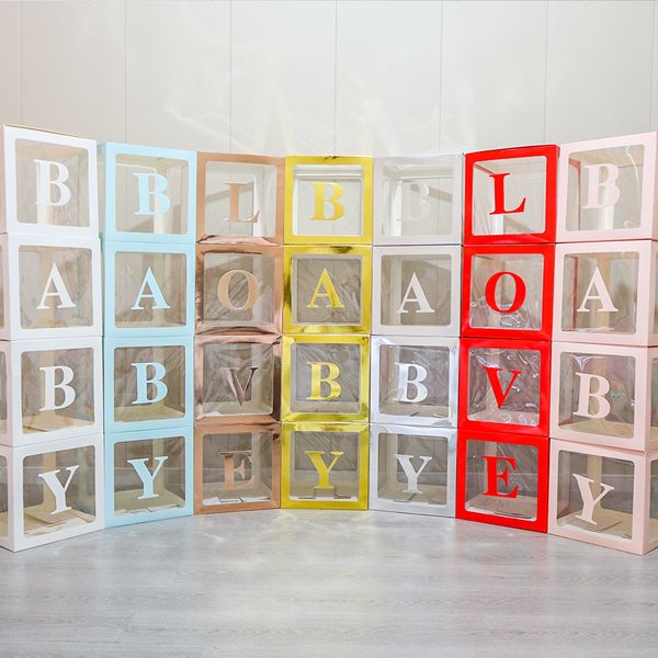 Party Dekoration Transparent Ballon Box Baby Shower Dekoration Junge Mädchen 1. Geburtstag Party Dekorationen Kinder Hochzeit Decor Babyshower Supplies