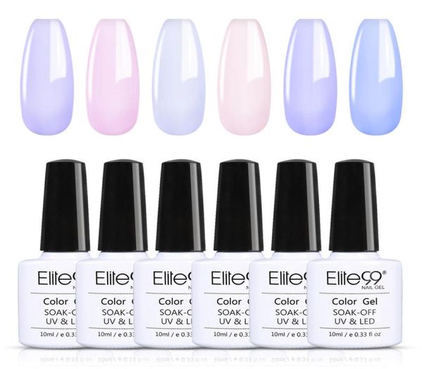 Elite99 Set di smalti per unghie in gel da 6 pezzi Vernis Semi permanente per unghie UV di colore puro Smalto per unghie Soak Off Nail Art7683755