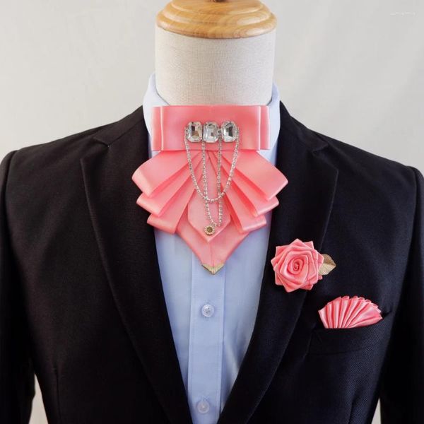 Bow Ties Orijinal moda püskül rhinestone kravat İngiliz iş ziyafet elbise yakalı çiçekler erkekler düğün bow-tie broş 3 adet set