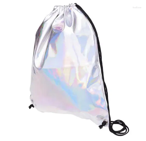 Rucksack 2023 Fedex 20 Stück holographische Leder Kordelzug Tasche kleine Sackpack Laser Hologramm Reisen für Teenager