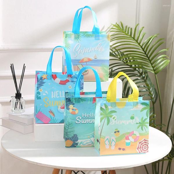 Sacos de armazenamento 8 pcs dobrável saco de compras praia havaí com alça não tecidos presente tote festa havaiana favor doces goodie banquete