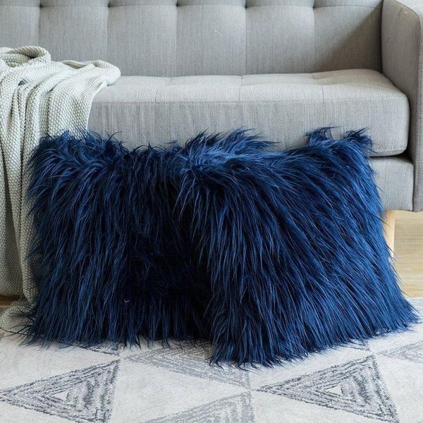 Cuscino /decorativo blu bianca decorazione pelliccia copertura per capelli lunghi cover di lancio di lusso cover da 30 x 50 cm 45x45