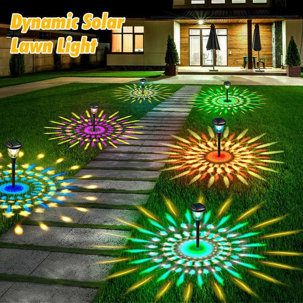 Novità Illuminazione LED Prato Luci solari Luci da giardino RGB Multi-Color Doorway Path Lighting Luci a LED Lampada da esterno impermeabile Giardino decorativo P230403