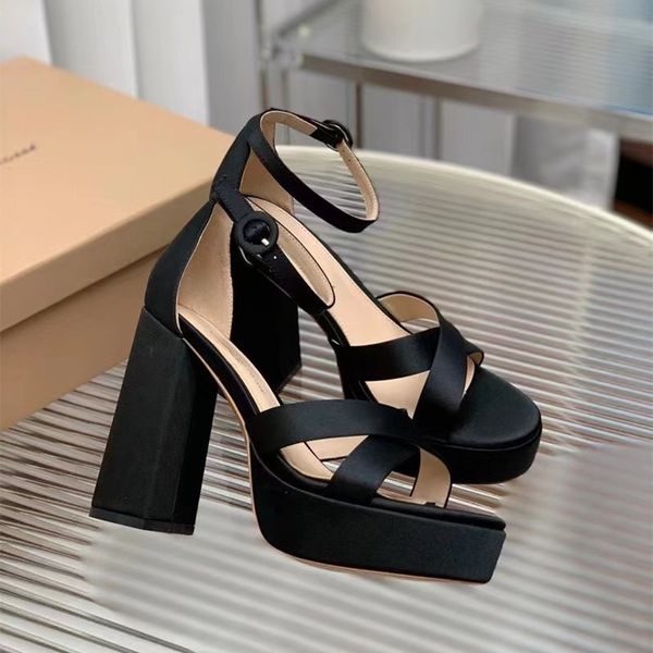 Sandalen für Damen von Gianvito Rossi, luxuriöse Designer-Kleiderschuhe mit hohen Absätzen, echtes Leder, modische Rom-Sandale mit bequemem Absatz, 11,5 cm