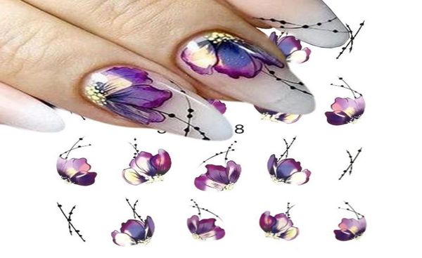 100 pçs nova moda flor borboleta padrão da arte do prego adesivos de transferência dicas decalque manicure decoração do prego8550618