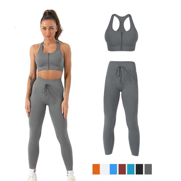 Lu Lu Yoga Lemon Algin Mulher Terno Feminino 2 Peças Conjunto de Treino com Nervuras Sem Costura Regata de Cintura Alta Leggings de Ginástica Sutiã Esportivo Terno de Fitness Lady Activewear LL Align pano de ginástica