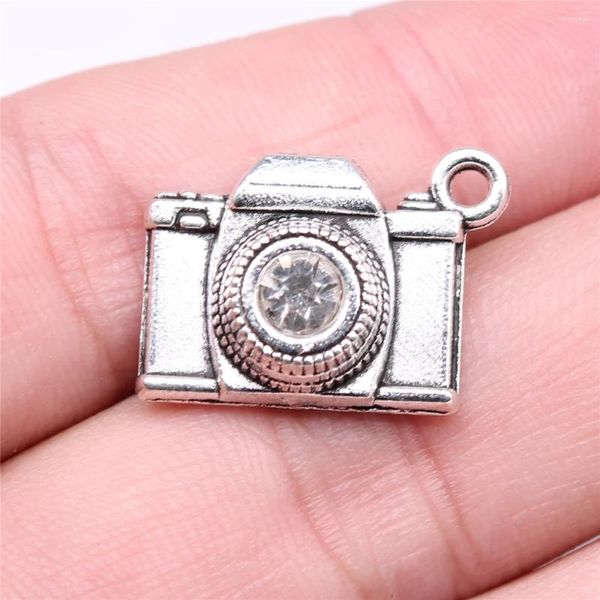 Charms 10 Stück 20x16mm Kamera mit Kristall für DIY Schmuckherstellung Antik Silber Farbe Charm Anhänger Komponenten