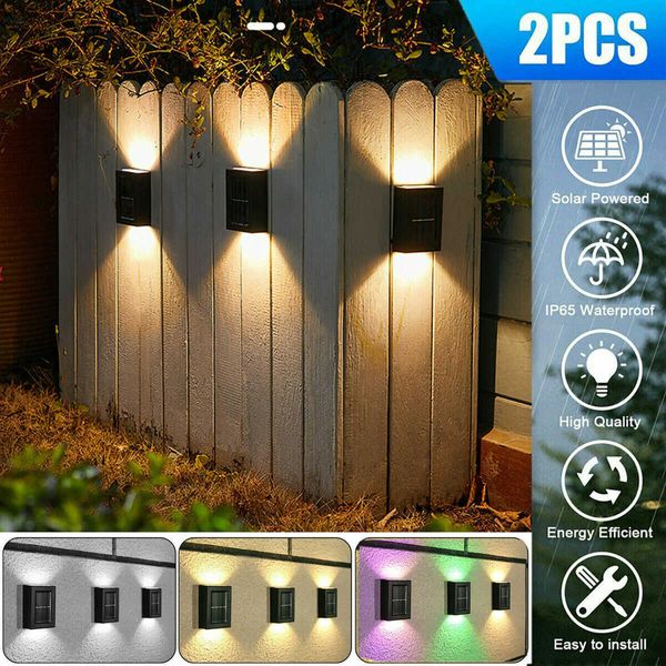 Novità Illuminazione 2 pezzi luci solari a LED per esterni percorso esterno impermeabile paesaggio giardino patio percorso scale gradino recinzione balcone lampada da parete solare P230403