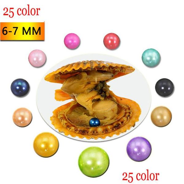 Pérola natural pérola 6-7mm redondo em s akoya com pérolas colouf jóias por entrega de gota vermelha jóias soltas grânulos dhvgk