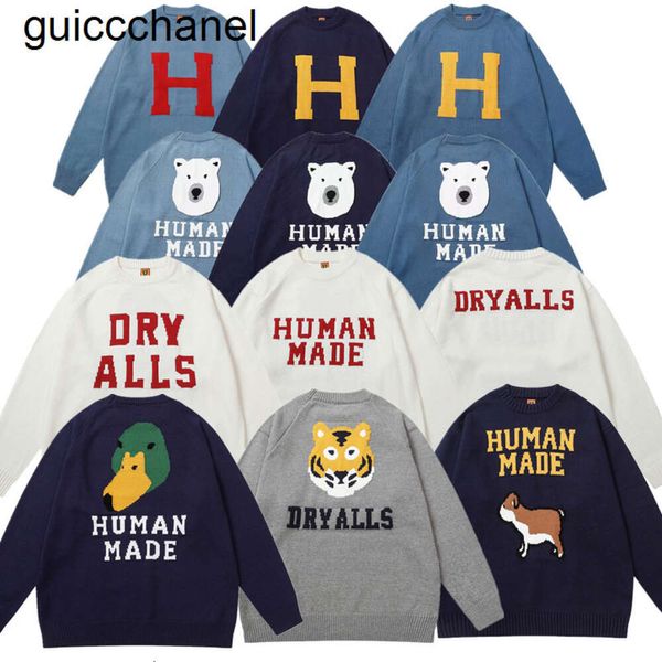 Erkekler 23SS Yeni Sweater Örgü Külot Erkekler Kadın Baskılı Köpek Yeşil Ördek Head İnsan Yapımı Kazak Kazak Kazan Kış Kıyısı Günlük Büyük Boy Süvari